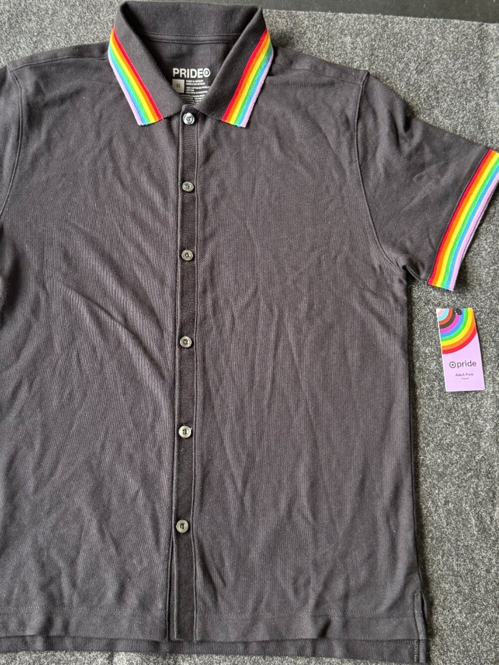 Target Pride Rainbow Trim Black Polo XS NWT